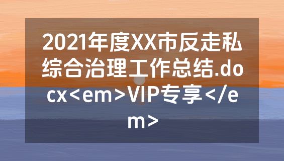 2021年度XX市反走私综合治理工作总结.docx<em>VIP专享</em>