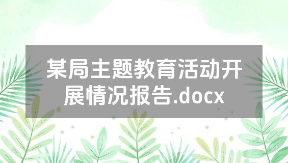 某局主题教育活动开展情况报告.docx