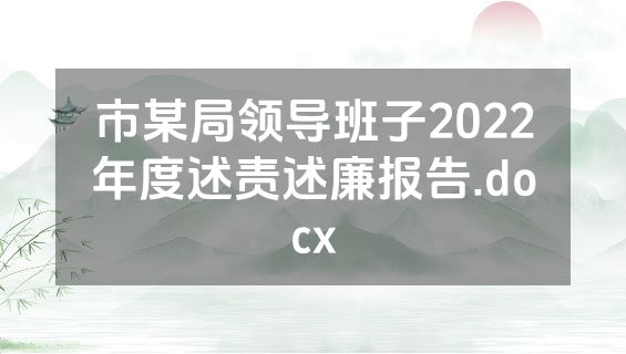 市某局领导班子2022年度述责述廉报告.docx