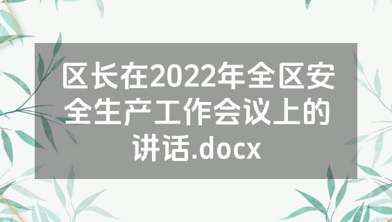 区长在2022年全区安全生产工作会议上的讲话.docx
