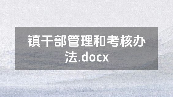 镇干部管理和考核办法.docx