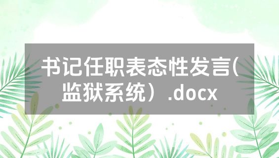 书记任职表态性发言(监狱系统）.docx