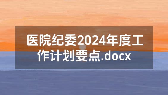 医院纪委2024年度工作计划要点.docx