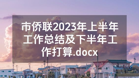 市侨联2023年上半年工作总结及下半年工作打算.docx