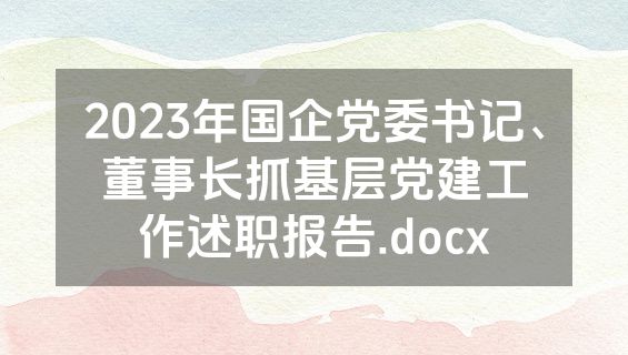 2023年国企党委书记、董事长抓基层党建工作述职报告.docx