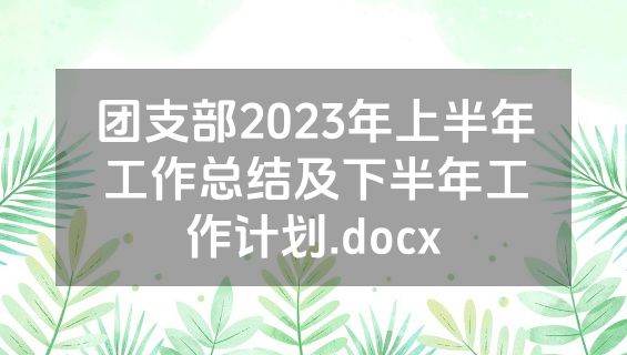 团支部2023年上半年工作总结及下半年工作计划.docx