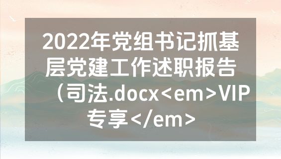 2022年党组书记抓基层党建工作述职报告（司法.docx<em>VIP专享</em>