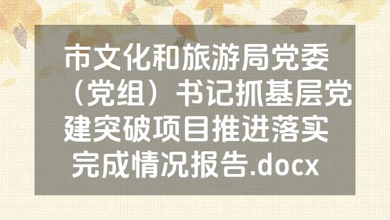 市文化和旅游局党委（党组）书记抓基层党建突破项目推进落实完成情况报告.docx
