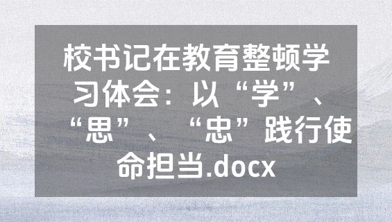 校书记在教育整顿学习体会：以“学”、“思”、“忠”践行使命担当.docx