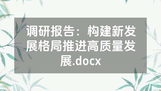 调研报告：构建新发展格局推进高质量发展.docx