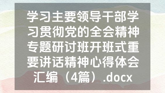 学习主要领导干部学习贯彻党的全会精神专题研讨班开班式重要讲话精神心得体会汇编（4篇）.docx