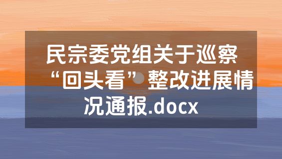 民宗委党组关于巡察“回头看”整改进展情况通报.docx