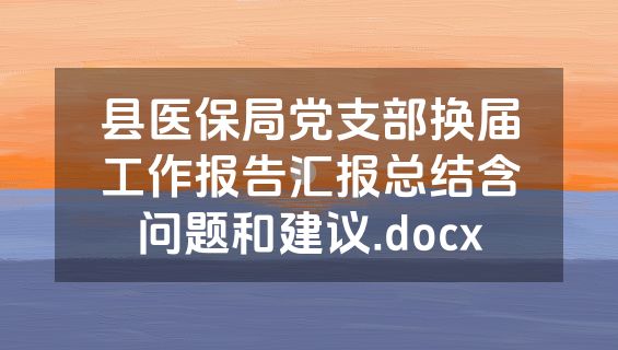县医保局党支部换届工作报告汇报总结含问题和建议.docx