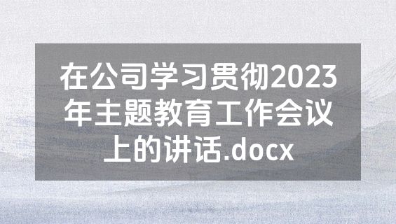 在公司学习贯彻2023年主题教育工作会议上的讲话.docx