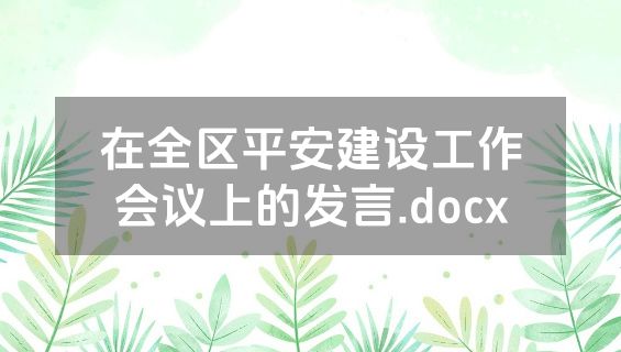 在全区平安建设工作会议上的发言.docx