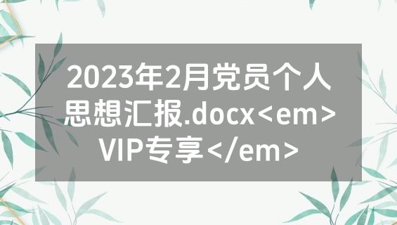2023年2月党员个人思想汇报.docx<em>VIP专享</em>
