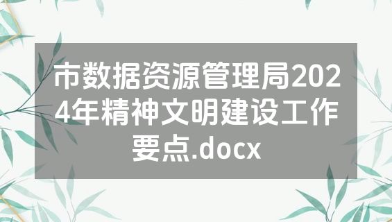 市数据资源管理局2024年精神文明建设工作要点.docx