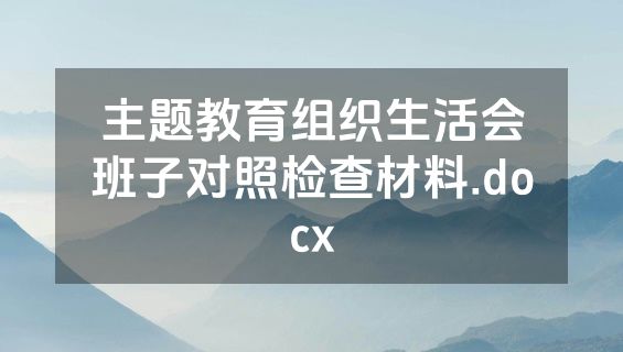 主题教育组织生活会班子对照检查材料.docx