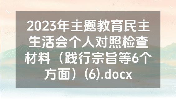 2023年主题教育民主生活会个人对照检查材料（践行宗旨等6个方面）(6).docx