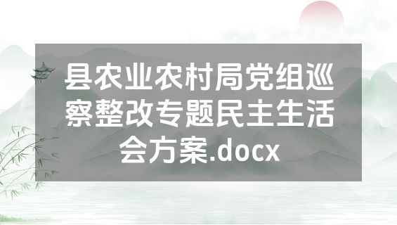 县农业农村局党组巡察整改专题民主生活会方案.docx