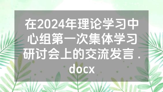 在2024年理论学习中心组第一次集体学习研讨会上的交流发言 .docx