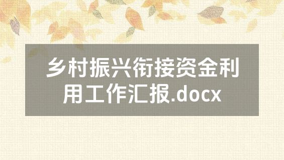 乡村振兴衔接资金利用工作汇报.docx