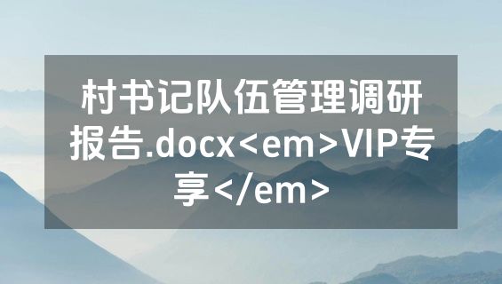 村书记队伍管理调研报告.docx<em>VIP专享</em>