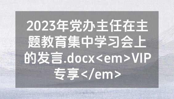 2023年党办主任在主题教育集中学习会上的发言.docx<em>VIP专享</em>