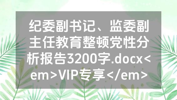 纪委副书记、监委副主任教育整顿党性分析报告3200字.docx<em>VIP专享</em>