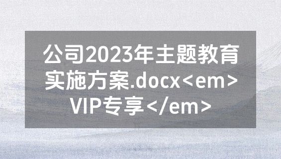 公司2023年主题教育实施方案.docx<em>VIP专享</em>