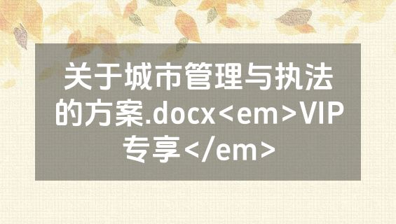 关于城市管理与执法的方案.docx<em>VIP专享</em>