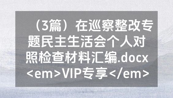 （3篇）在巡察整改专题民主生活会个人对照检查材料汇编.docx<em>VIP专享</em>