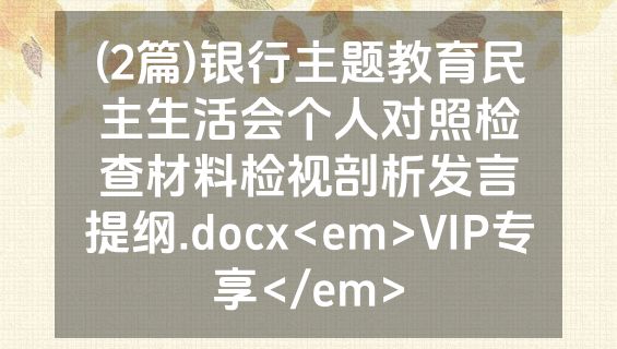(2篇)银行主题教育民主生活会个人对照检查材料检视剖析发言提纲.docx<em>VIP专享</em>
