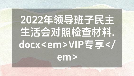 2022年领导班子民主生活会对照检查材料.docx<em>VIP专享</em>