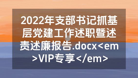 2022年支部书记抓基层党建工作述职暨述责述廉报告.docx<em>VIP专享</em>