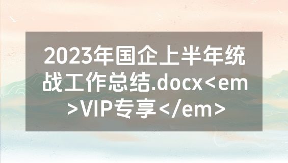2023年国企上半年统战工作总结.docx<em>VIP专享</em>