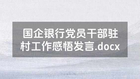 国企银行党员干部驻村工作感悟发言.docx