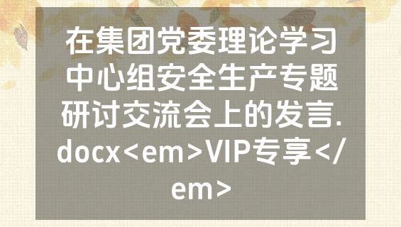 在集团党委理论学习中心组安全生产专题研讨交流会上的发言.docx<em>VIP专享</em>