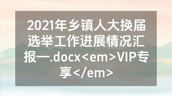 2021年乡镇人大换届选举工作进展情况汇报—.docx<em>VIP专享</em>