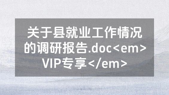 关于县就业工作情况的调研报告.doc<em>VIP专享</em>