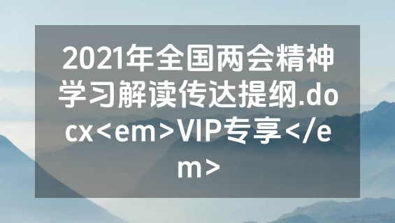 2021年全国两会精神学习解读传达提纲.docx<em>VIP专享</em>