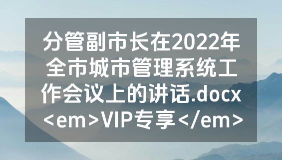 分管副市长在2022年全市城市管理系统工作会议上的讲话.docx<em>VIP专享</em>