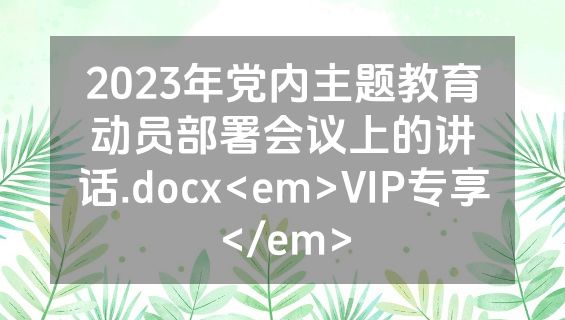 2023年党内主题教育动员部署会议上的讲话.docx<em>VIP专享</em>