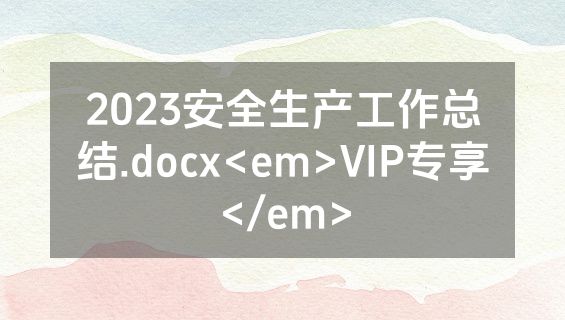 2023安全生产工作总结.docx<em>VIP专享</em>
