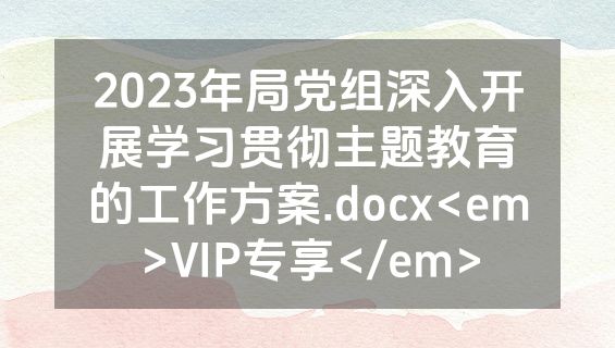 2023年局党组深入开展学习贯彻主题教育的工作方案.docx<em>VIP专享</em>