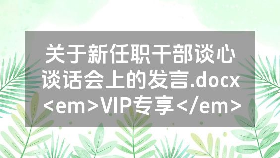 关于新任职干部谈心谈话会上的发言.docx<em>VIP专享</em>
