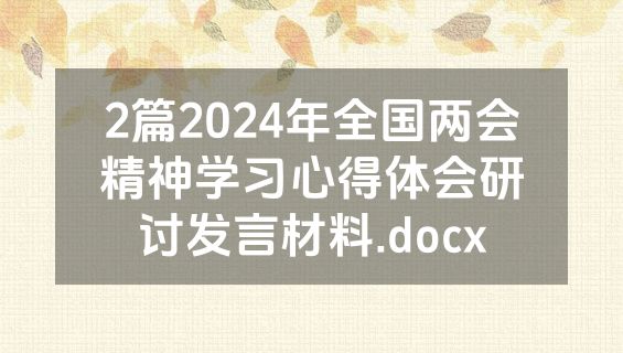 2篇2024年全国两会精神学习心得体会研讨发言材料.docx