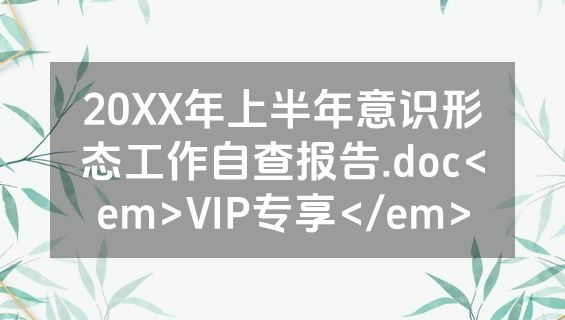 20XX年上半年意识形态工作自查报告.doc<em>VIP专享</em>
