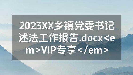 2023XX乡镇党委书记述法工作报告.docx<em>VIP专享</em>