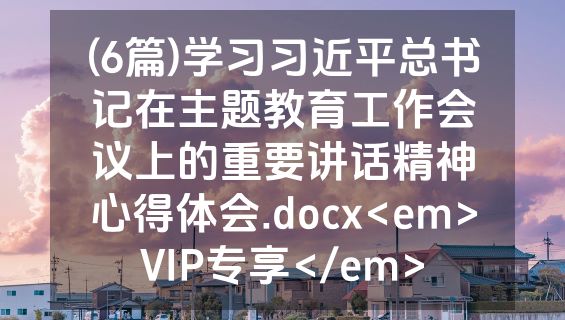 (6篇)学习习近平总书记在主题教育工作会议上的重要讲话精神心得体会.docx<em>VIP专享</em>